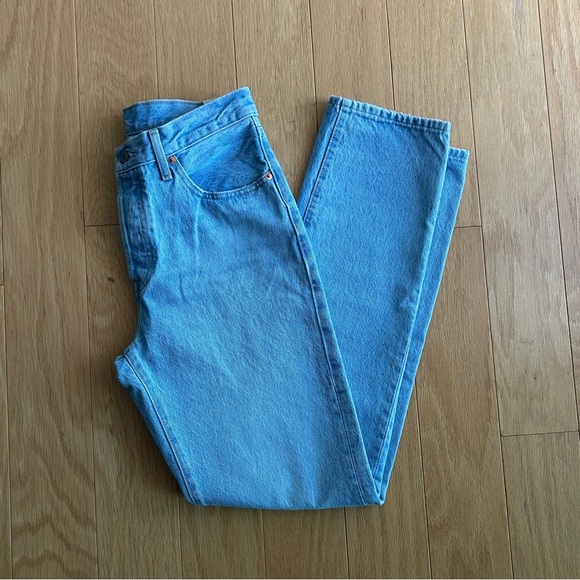 NWT Levi's 501 Original 100% Cotton Light Blue High Rise Straight Jeans 28 x 32 - Picture 1 of 11